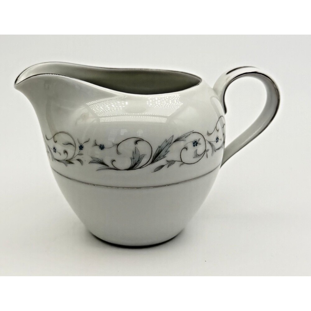 Wentworth Fine China Ladybird by Metasco Creamer #8623 Blue Flowers Grey Leaves